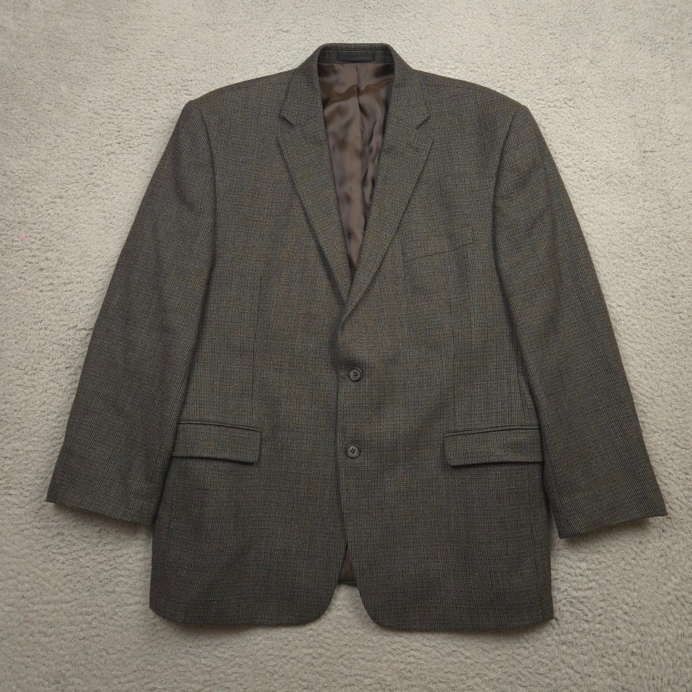 Lauren Ralph Lauren Wool Blazer 44R Brown Houndstooth Sport Coat Lined